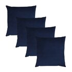 Kit 4 Capas Para Almofada Em Veludo Liso Quadrada 50x50  Azul