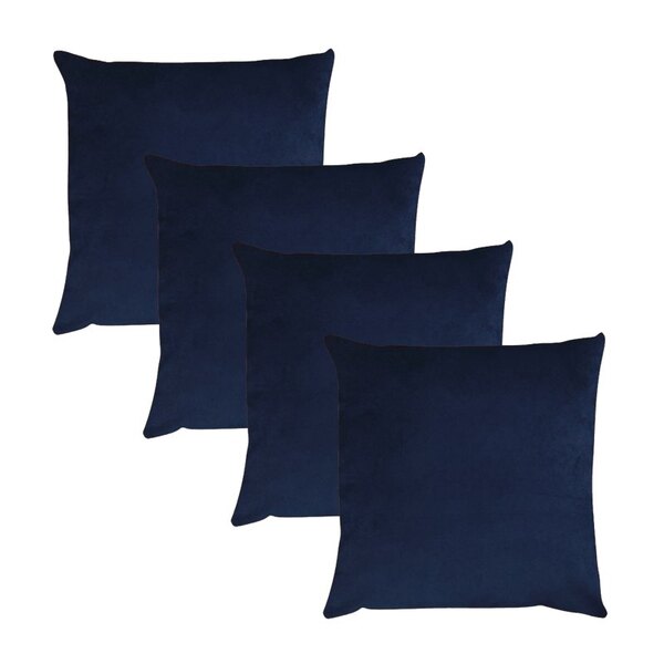 Kit 4 Capas Para Almofada Em Veludo Liso Quadrada 50x50  Azul