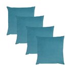 Kit 4 Capas Para Almofada Em Veludo Liso Quadrada 50x50  Azul