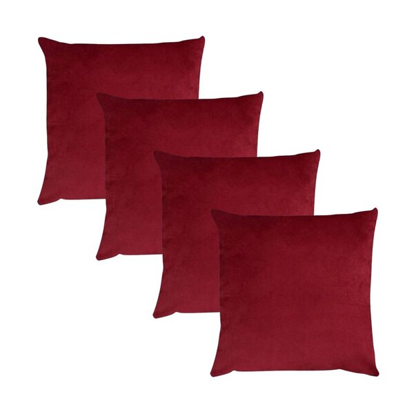 Kit 4 Capas Para Almofada Em Veludo Liso Quadrada 50x50  Bordo