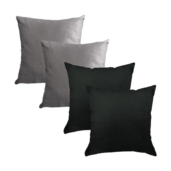 Kit 4 Capas Para Almofada Em Veludo Liso Quadrada 50x50  Pret