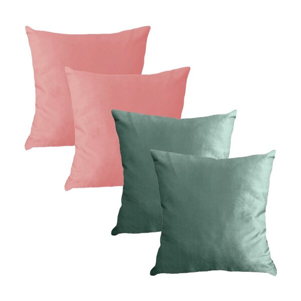 Kit 4 Capas Para Almofada Em Veludo Liso Quadrada 50x50  Verd