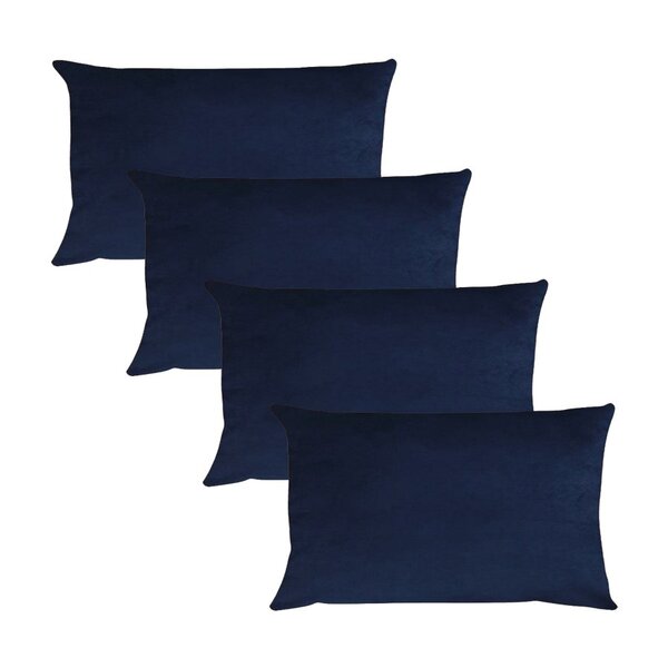 Kit 4 Capas Para Almofada Em Veludo Liso Retangular 60x40 Azu