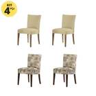 Kit 4 Capas Para Cadeira Malha Suplex Palha E Mandala