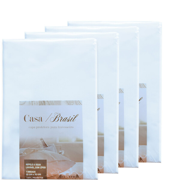 Kit 4 Capas Protetor Travesseiro Impermeável Com Ziper 50x70