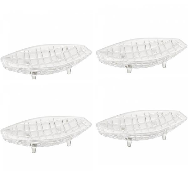 Kit 4 Centro De Mesa Cristal Deli Lyor 26x14x5,5cm Fruteira D