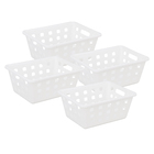 Kit 4 Cestos Organizadores Plástico Branco Square 1,3L 10x14x19cm Dasplast