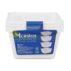 Kit 4 Cestos Organizadores Plástico Branco Square 1,3L 10x14x19cm Dasplast