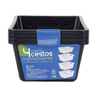 Kit 4 Cestos Organizadores Plástico Preto Square 1,3L 10x14x19cm Dasplast