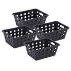 Kit 4 Cestos Organizadores Plástico Preto Square 1,3L 10x14x19cm Dasplast