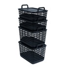 Kit 4 Cestos Telados De Plástico C/ Tampa 2p/2m Preto– Oikos