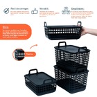 Kit 4 Cestos Telados De Plástico C/ Tampa 2p/2m Preto– Oikos
