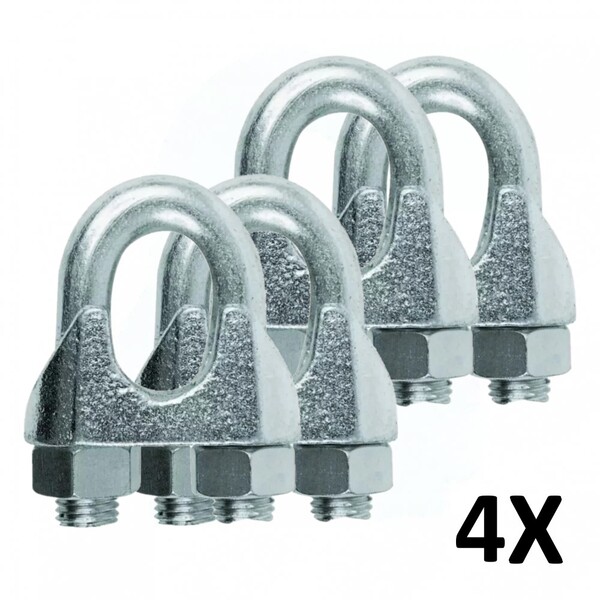 Kit 4 Clips Grampado Para Cabo De Aço 10mm 3/8''
