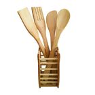 Kit 4 Colheres Utensílios Culinária Madeira Bambu Ecológico S