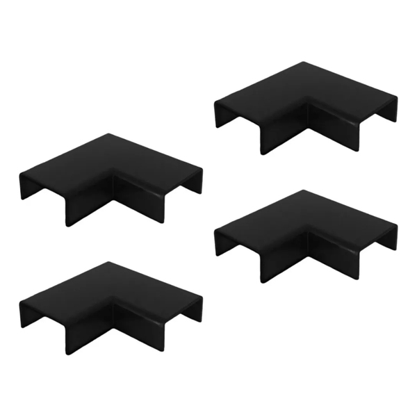 Kit 4 Conexão Curva Cotovelo Externo Canaleta Preto 20x10mm