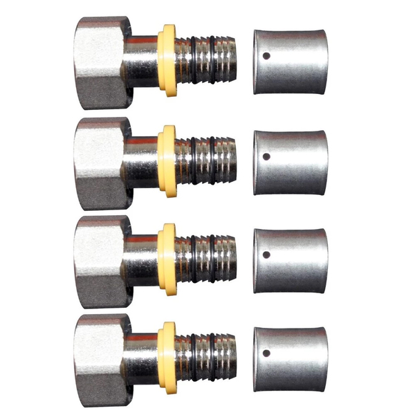 Kit 4 Conexão Fixa Fêmea 1/2'' P/ Gás 16mm Pex Multicamadas