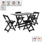 Kit 4 Conjuntos Dobráveis 120x70 Com 4 Cadeiras Preto - Móvei