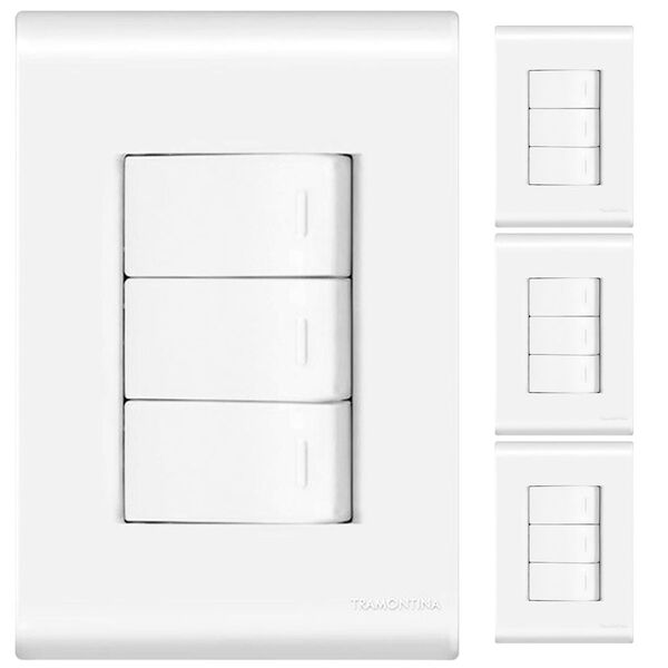 Kit 4 Conjuntos Interruptor Triplo Simples Tramontina Linha L
