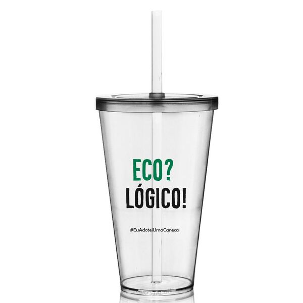 Kit 4 Copos Com Tampa E Canudo Eco Eco-logico