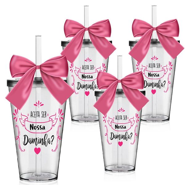Kit 4 Copos Lembrancinha Personalizados Para Daminha