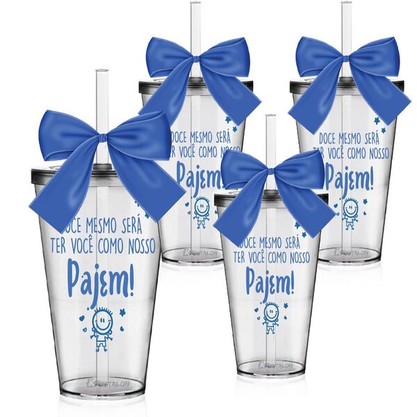 Kit 4 Copos Lembrancinha Personalizados Para Pajem Bonequinhos