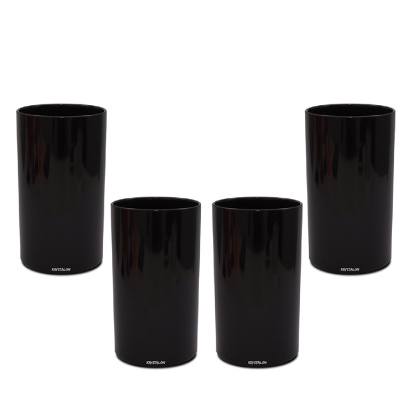 Kit 4 Copos Long Drink 280ml Preto - Policarbonato Texturizado