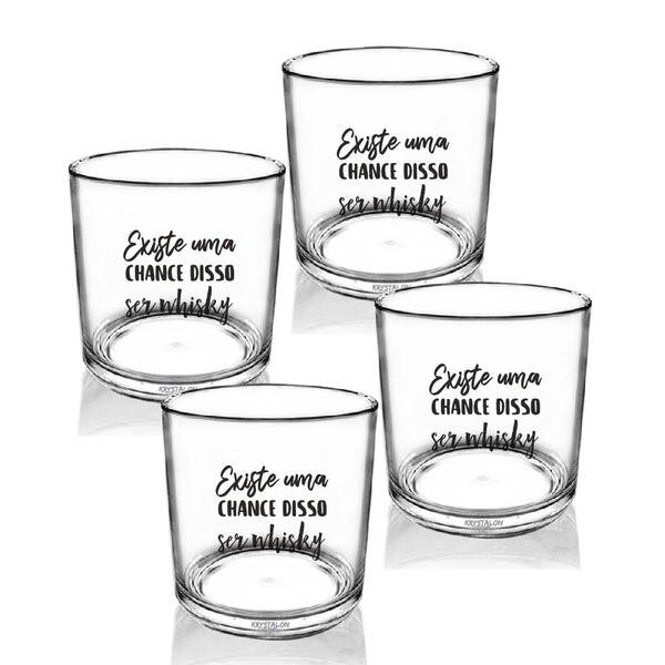 Kit 4 Copos Para Uisque Acrílico Personalizados - Chance De S