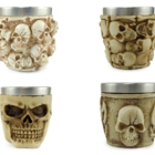 Kit 4 Copos Shot Dose Colecionável Decorativo  Em Aço Inox Re