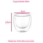 Kit 4 Copos Vidro Borossilicato Parede Dupla Café 80ml
