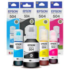 Kit 4 Cores Tinta Epson 504 T504 Original Para Ecotank L4150