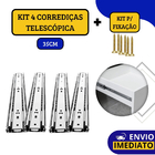 Kit 4 Corrediças Gaveta Telescópica Light 35cm Com Parafusos
