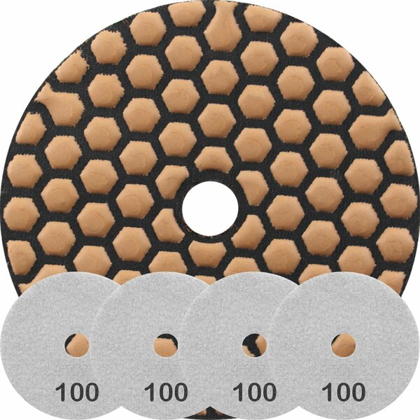 Kit 4 Disco Lixa Polimento A Seco Mármore 10 Cm Grão 100
