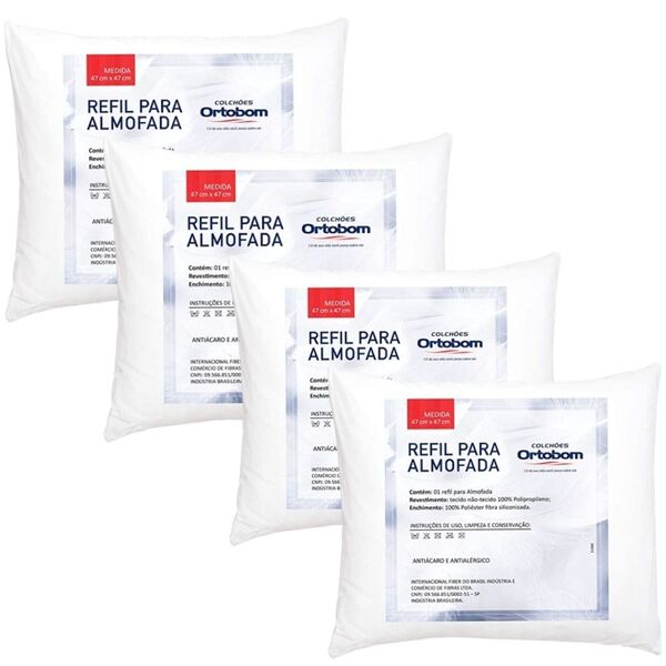 Kit 4 Enchimentos De Almofada Refil Fibra De Poliéster 47x47