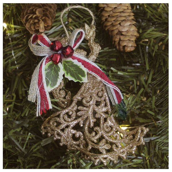 Kit 4 Enfeite Pendente Árvore Natal Anjo Dourado 12,5cm