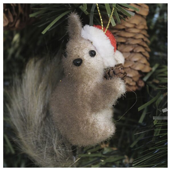 Kit 4 Enfeite Pendente Natalino Esquilo Com Gorro De Natal 11