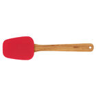 Kit 4 Espátulas Oval De Silicone Cabo De Bamboo Mor Vermelho