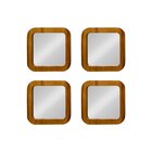 Kit 4 Espelhos Decorativos 25x25cm Quadrado Poli Carvalho