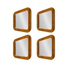 Kit 4 Espelhos Decorativos 25x25cm Quadrado Poli Carvalho