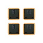 Kit 4 Espelhos Decorativos 25x25cm Quadrado Poli Carvalho