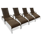 Kit 4 Espreguiçadeira Piscina Reclinável Alumínio Fibra Sinté