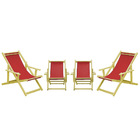 Kit 4 Espreguiçadeiras 2 Adulto E 2 Infantil-vermelho
