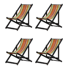 Kit 4 Espreguiçadeiras Dobrável Black Sb-l Laranja