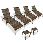 Kit 4 Espreguiçadeiras Madrid Com 2 Mesas P/ Piscina Argila