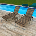 Kit 4 Espreguiçadeiras Madrid Com 2 Mesas P/ Piscina Argila