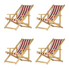 Kit 4 Espreguiçadeiras Preguiçosa Dobrável C/b-l Verm/branco