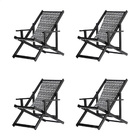 Kit 4 Espreguiçadeiras Preguiçosa Dobrável Envernizada Black