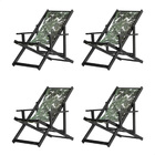 Kit 4 Espreguiçadeiras Preguiçosa Dobrável Envernizada Black