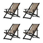 Kit 4 Espreguiçadeiras Preguiçosa Dobrável Envernizada Black