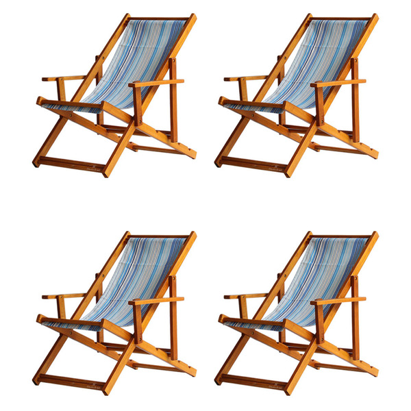 Kit 4 Espreguiçadeiras Preguiçosa Dobrável Envernizada Mel Em