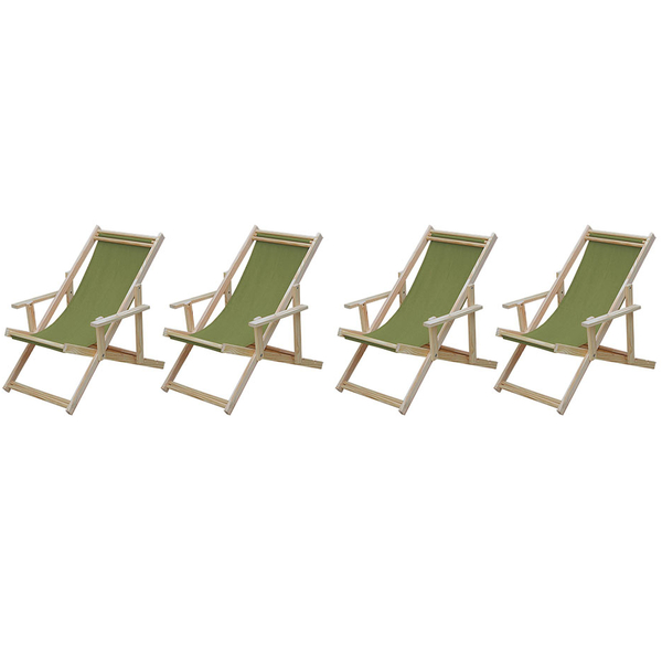 Kit 4 Espreguiçadeiras Preguiçosa Dobrável Madeira Maciça Nat
